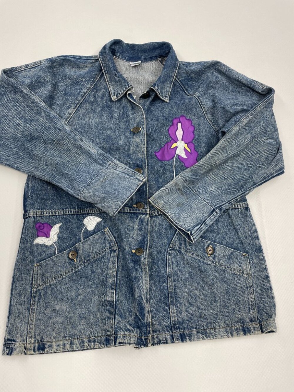 OshKosh B'Gosh Acid Wash Vintage Floral Y2K 90's Denim Chore Jacket Women's S - Picture 2 of 15